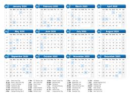 12 Months 2020 Printable Calendar With Holidays Calendar 2020 Calendar Printables Printable Calendar Template Online Calendar