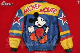 Vtg 90s Mickey Mouse Leather Disneyland Cartoon Character Kpop Anime Black Blue Disney World Bomber Jacket Size Medium Large Unisex Jacket Disney Jacket Leather Bomber Jacket