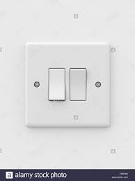 Double Light Switch On A White Wall 3d Render Front View Home Interiors Series Stock Photo Alamy