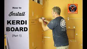 It's a lot cheaper to use kerdiband and thinset to cover the screws on kerdiboard, even when you consider the labor (i think). How To Install Schluter Kerdi Board In A Bathroom Part 1 Step By Step Youtube