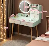 Dressing Table with Lockers, Desk with Mirror