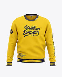 Men S Crew Neck Sweatshirt Front View Of Sweater In Apparel Mockups On Yellow Images Object Mockups Sweatshirts Mens Crew Neck Hoodie Mockup