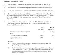 This is basically a reward for being a singapore citizen. Question 3 Group Relief Losses A Explain What Is A Group Relief Loss Under 44a Of The Income Tax Act 1967 B How Much Loss Can A Claimant Course Hero