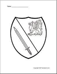 Featured are images of castles, lions, fleur di lis, and more. Coloring Page Medieval Shield Griffin Abcteach