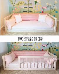 Montessori Floor Bed With Rails Twin Full Or Queen Floor Bed Hardwood Made In Usa Includes Slats Diy Toddler Bed Toddler Floor Bed Toddler Rooms