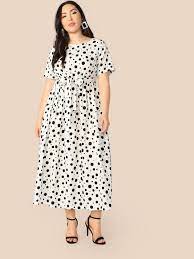 Plus Polka Dot Belted Dress For Sale Australia New Collection Online Shein Australia Belted Dress Dresses Asymmetrical Dress