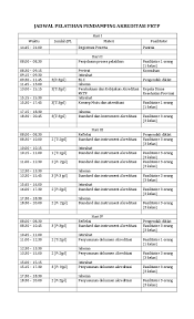 Workshop bisnis internasional merupakan salah satu program kerja departemen perekonomian dan kewirausahaan (pewira) bem fakultas ekonomi. Pdf Contoh Jadwal Pelatihan Pendamping Akreditasi Fktp Dr Kamal Amiruddin Mars Academia Edu