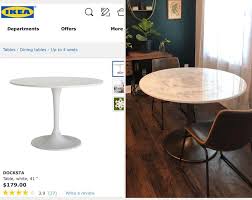 Plastic Docksta Table Glow Up The Marble Table I Wanted From World Market Was 550 So I Turned This 180 Table Ikea Furniture Hacks Ikea Furniture Furniture