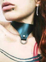 Leather Tassel Necklace Choker Etsy Leather Choker Collars Leather Tassel Chokers