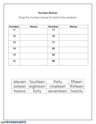 number names 11 20 30 40 worksheet
