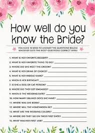 How Well Do You Know The Bride Printable Bridal Shower Games Etsy Simple Bridal Shower Bridal Games Printable Bridal Shower Games