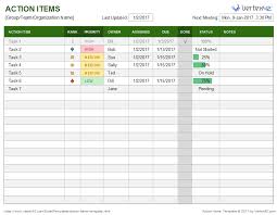 action items template for excel