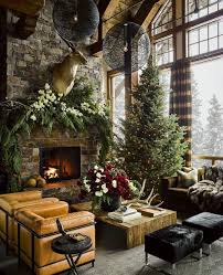 Dogal Tas Dogal Ahsap Dogal Deri Yilbasi Kutlamasi Icin Sicacik Kis Kosesi Geyik Basi Disinda Yeni Yil Ev Dekorasyonu Rustik Noel Kir Evleri Noel Ev