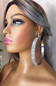 1 Pair of HUGE CLIP ON C Shape Hoop Earrings