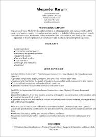 Heavy Machinery Operator Resume Template Best Design Tips Myperfectresume