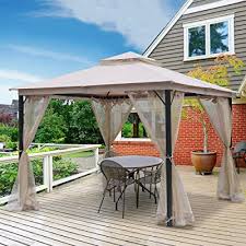 Canopies and awnings are two types of deck additions that add both shade and add visual interest. Buy Asteroutdoor 10x10 Outdoor Gazebo For Patios Canopy For Shade And Rain With Mosquito Netting Soft Top Metal Frame Gazebo For Lawn Backyard And Deck 99 Uv Rays Block Cpai 84 Certified Beige