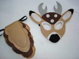 Children S Woodland Animal Deer Felt Mask And Tail Set Etsy Deer Costume For Kids Deer Costume Diy Felt Mask