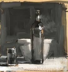 Black And White Still Life Oil Painting Small Oil Sketch 3 X3 Black And White Oil Paint On 80 Thunderbolt Paper Bodegas Cuadros