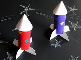 Rocket ship illustration of a space ship in a vintage woodcut style. Cardboard Roll Rocket Ships Our Kid Things
