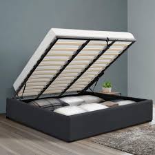 You build it upside down, before flipping it over to attach the support slats and the headboard. Artiss Toki King Size De Cama De Almacenamiento Muelle De Gas Sin Cabecero Tela Chaco Ebay
