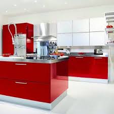 slab kitchen cabinet door in solid red