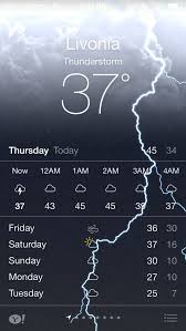 Love The Effects On The Weather App On My Iphone Ios 8 2 Ish Livonia Thunderstorms Four Seasons