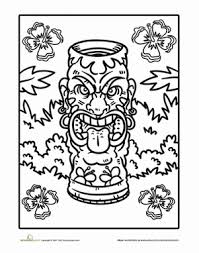 Tiki Worksheet Education Com Coloring Pages Hawaiian Luau Party Tiki