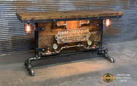 Steampunk Table Steampunk Furniture Minnesota Steampunk Room Decor Machine Age Lamps In 2020 Barn Wood Reclaimed Barn Wood Antique Cast Iron