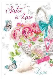 Happy birthday sister in law. Jonny Javelin Birthday Sister In Law Card Basket Of Flowers