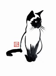 Black And White Siamese Cat Drawing Kunstwerk Siamese Kat Van Philippe Imbert In 2020 Siamese Cat Tattoos Black Cat Art Black Cat Drawing