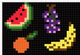 Pixel art de chien pixel art facile animaux petit pixel art tiana en robe de princesse en pixel art princess tiana perler bead pattern bead sprite voir plus. Salade De Fruits Pixel Art