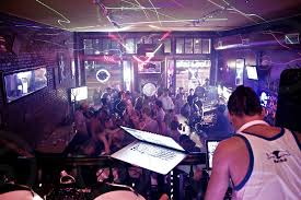 Shot over DJ Daethstar's shoulder in Lions Lair Spokane. by Sidney Lorentz.  Photo stock