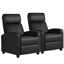 Amazon Com Yaheetech 2 Seat Reclining Chair Leather Home Theater Seating Recliner Sofa Modern Chaise Cou In 2020 Recliner Chair Couch With Chaise Home Theater Seating
