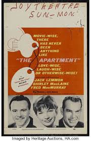 Movie Posters Drama The Apartment United Artists 1960 Window Card 14 X 22 Comedy Directed By Billy Wilder United Artists Movie Posters Window Cards