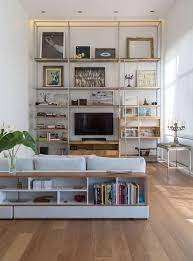 Practical & pretty shelving ideas. Home Ideas Bookshelf Sofa Living Room Apartment Living Room Living Room Shelves Cozy Living Room Design