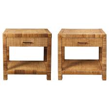 Pair Of Rattan And Wicker Nightstand Tables Bedroom Night Stands Nightstand Rattan
