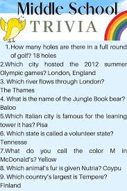 There are many sites online that offer these types of quizzes that maintain you entertained and knowledgeable. 119 Fun Easy Middle School Trivia Questions Kids N Clicks
