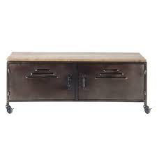 Meuble Tv Indus A Roulettes En Metal Et Bois Effet Vieilli L 115 Cm Wayne Maisons Du Monde Meuble Tv Indus Meuble Tv En Metal Meuble Tv