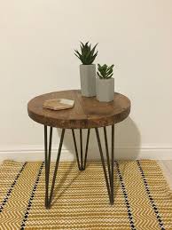Rustic Wooden Round Side Table End Table Made From Reclaimed Etsy In 2020 Round Side Table Side Table End Tables