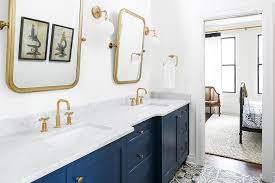 Check spelling or type a new query. Blue Dual Sink Vanity With Carrera Marble Countertop Transitional Bathroom