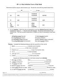 ir a the infinitive form of the verb worksheet for 6th