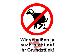 Bist du fertig mit gestalten ? Schild 28x20cm Hundehaufen Verboten Weiss Metallschild Wetterfest H