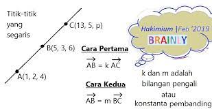 Soal Vektor Diketahui Titik A 1 2 4 B 5 3 6 C 13 5 P Segaris Nilai P Adalah Brainly Co Id