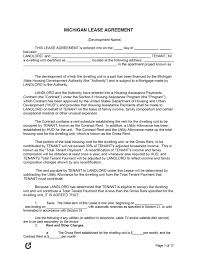 free michigan rental lease agreement templates pdf word rtf