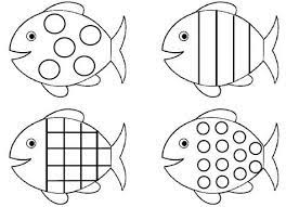 Une Planche De Poissons A Formes Geometriques A Colorier Ronds Carre Quadrillage Rayures Fish Coloring Page Ocean Crafts Coloring Pages