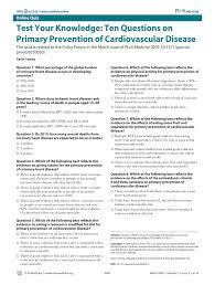 Pdf Test Your Knowledge Ten Questions On Primary Prevention Of Cardiovascular Disease