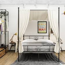 Choose from contactless same day delivery, drive up and more. Teraves Metal Canopy Bed Four Post Canopy Bed Frame Platform Full Black Walmart Com Walmart Com
