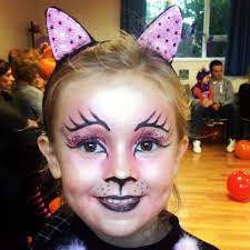 Girl S Cat Makeup Without Face Paint Kitty Face Paint Halloween Makeup For Kids Cute Halloween Makeup