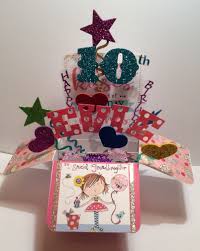 Handmade Birthday Card For 10 Year Old Boy Pop Up Box Card Birthday Girl 10 Years Girl Birthday Cards Card Making Birthday Pop Up Box Cards