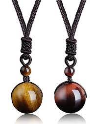 Coai Unisex Collar Ajustable De Colgante Piedra Natural Ojo De Tigre Rojo Curacion Reiki Cuenta De Oracion A Collares Colgantes Piedra Ojo De Tigre Colgantes